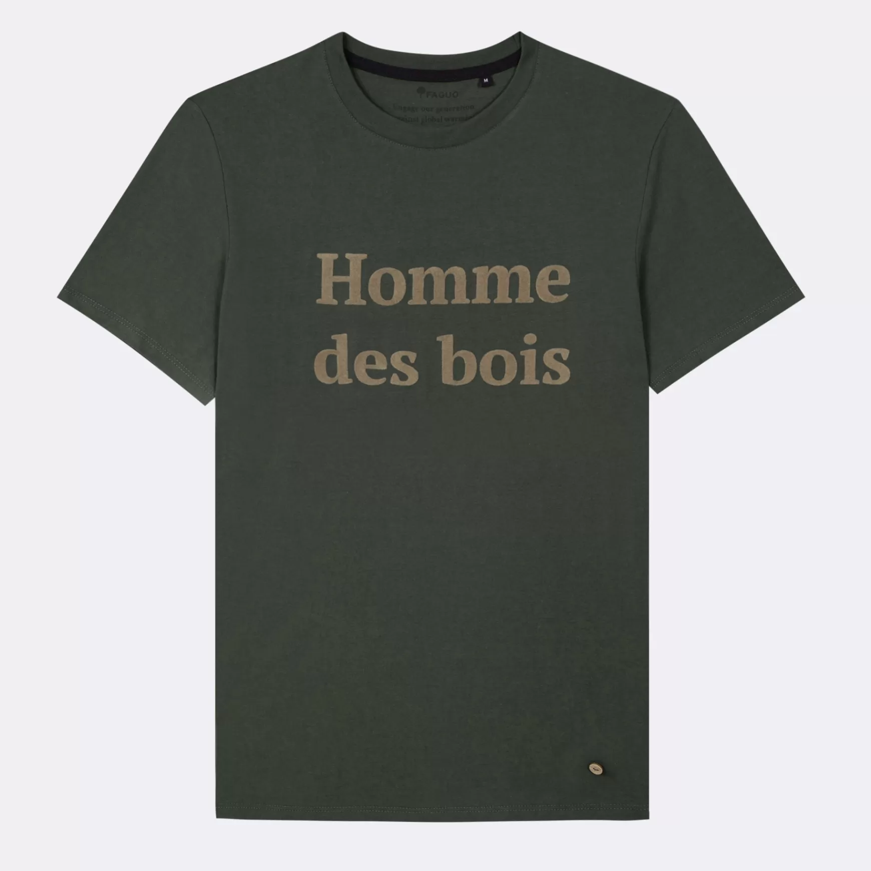 Faguo-T-Shirts^FAGUO Donkergroen T-Shirt Met Ronde Hals Homme Des Bois