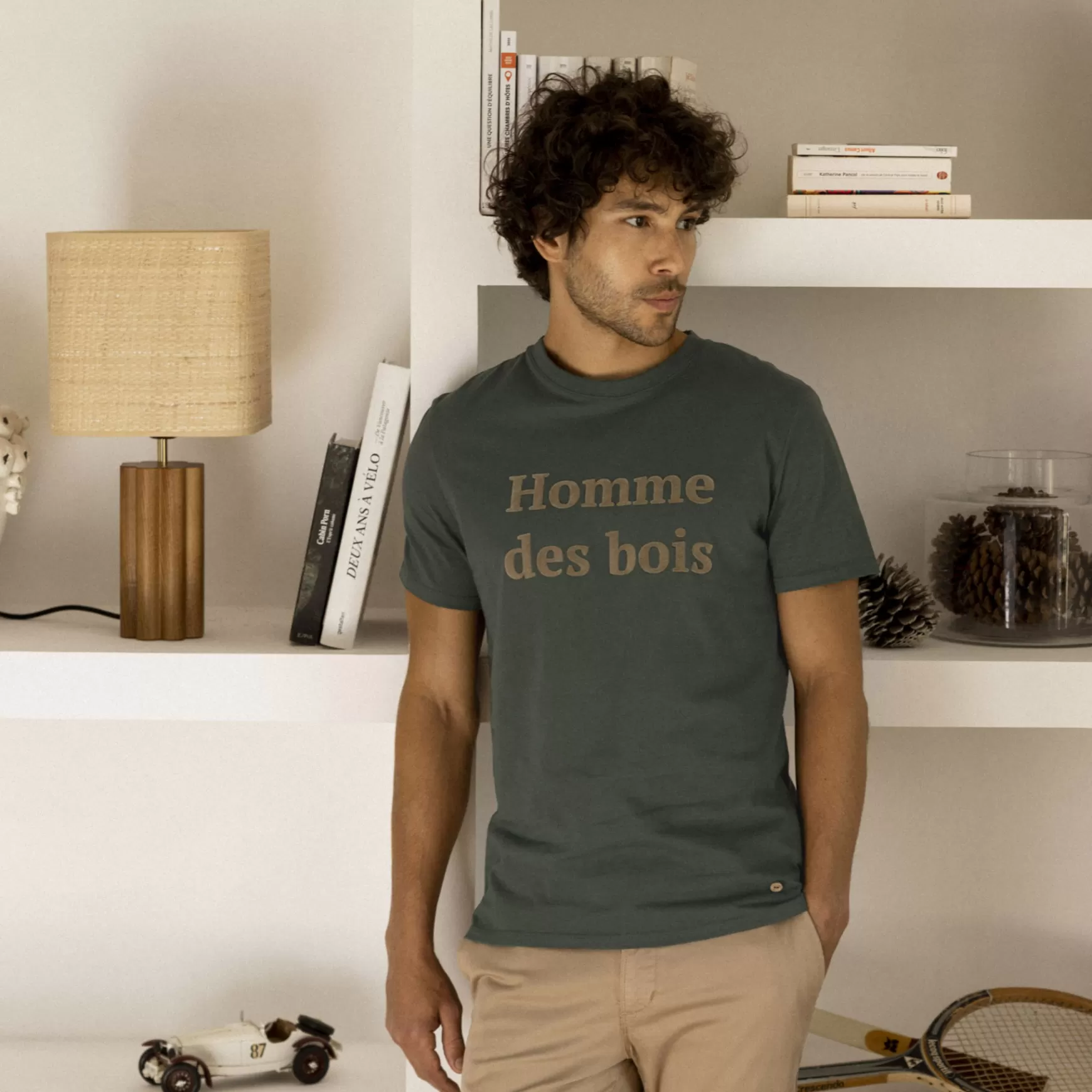 Faguo-T-Shirts^FAGUO Donkergroen T-Shirt Met Ronde Hals Homme Des Bois