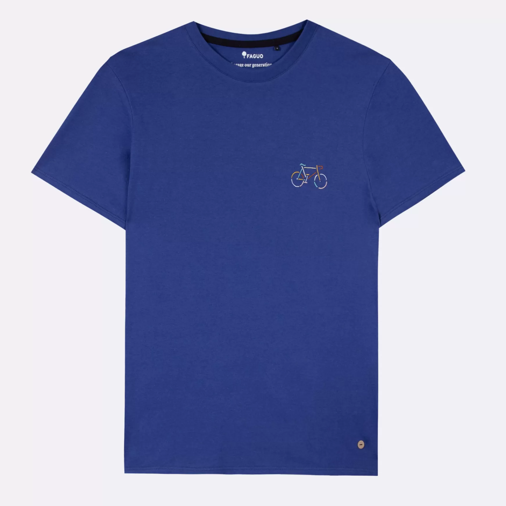 Faguo-T-Shirts^FAGUO Indigo T-Shirt Geborduurde Fiets