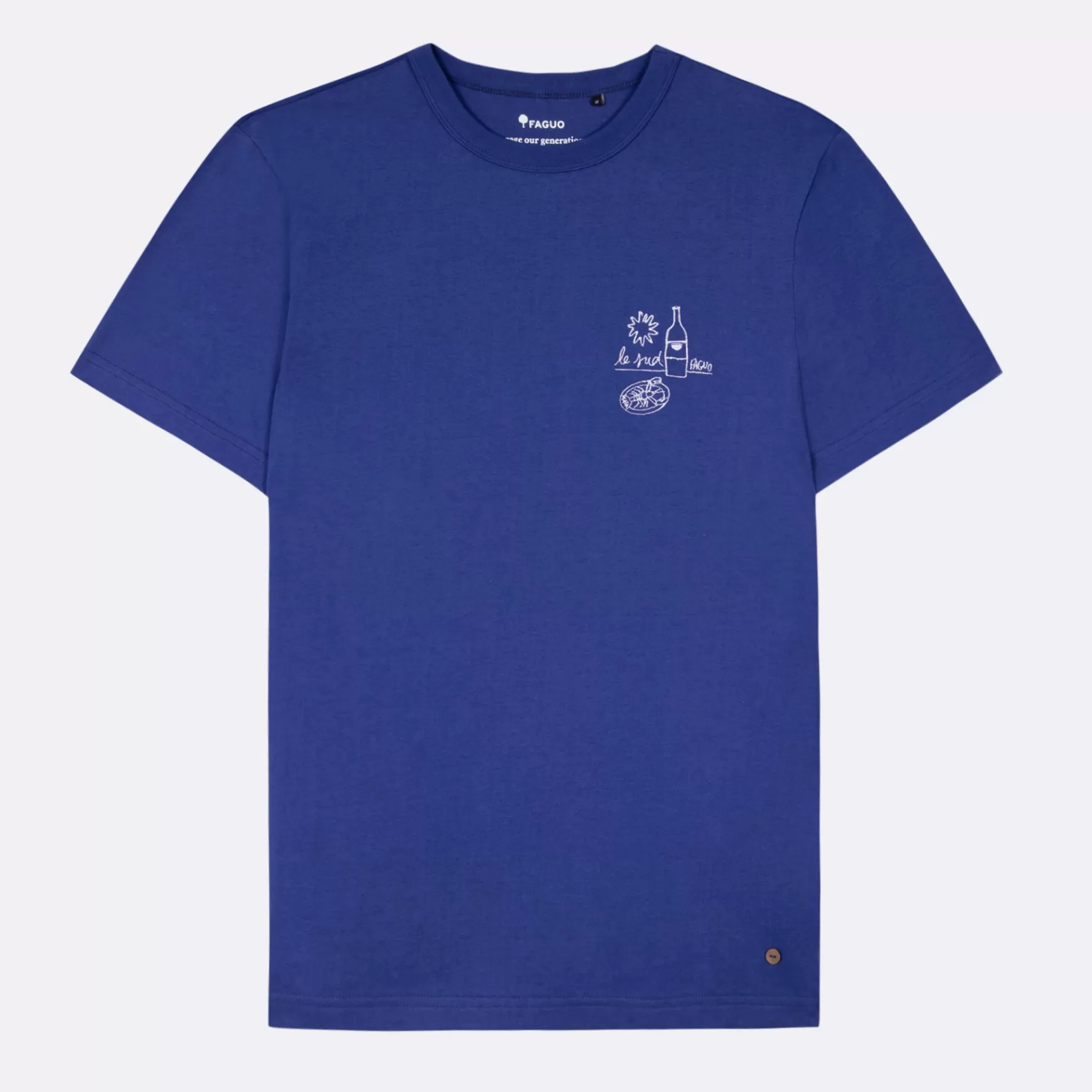 Faguo-T-Shirts^FAGUO Indigo T-Shirt The South-Borduurwerk