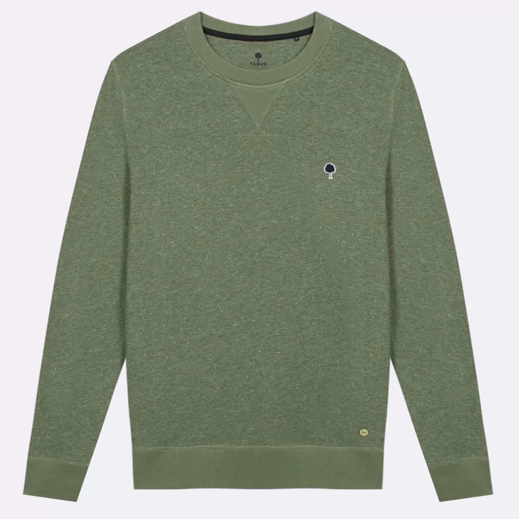 Faguo-Sweatshirts^FAGUO Kaki Sweatshirt Met Ronde Hals