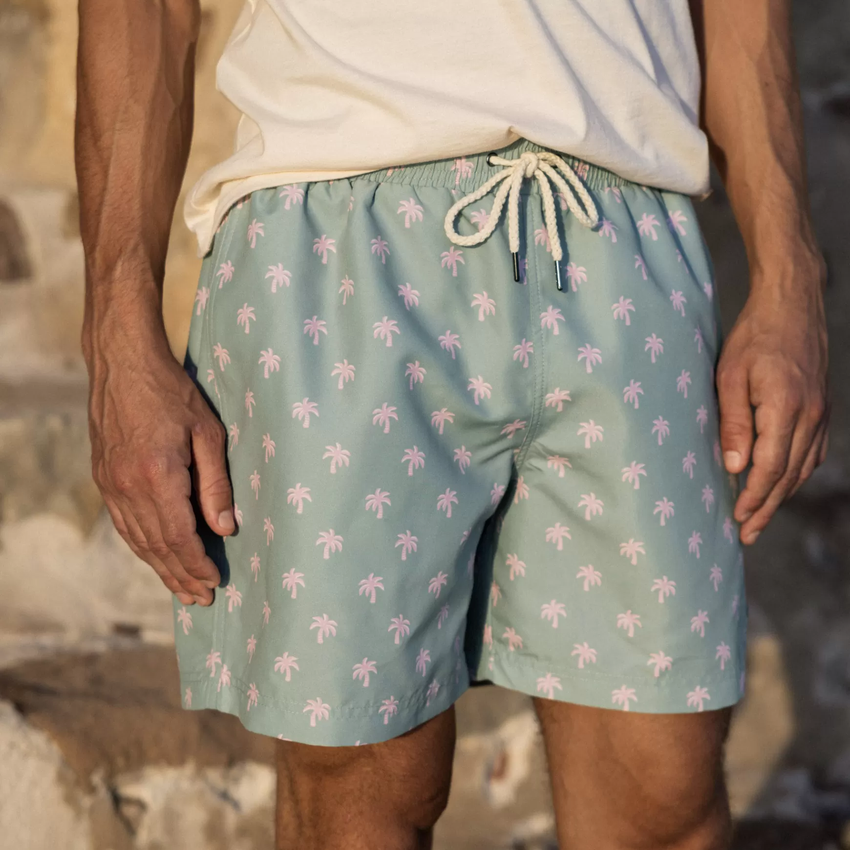 Zwemshort Voor Heren^FAGUO Lichtgroene En Roze Badkleding