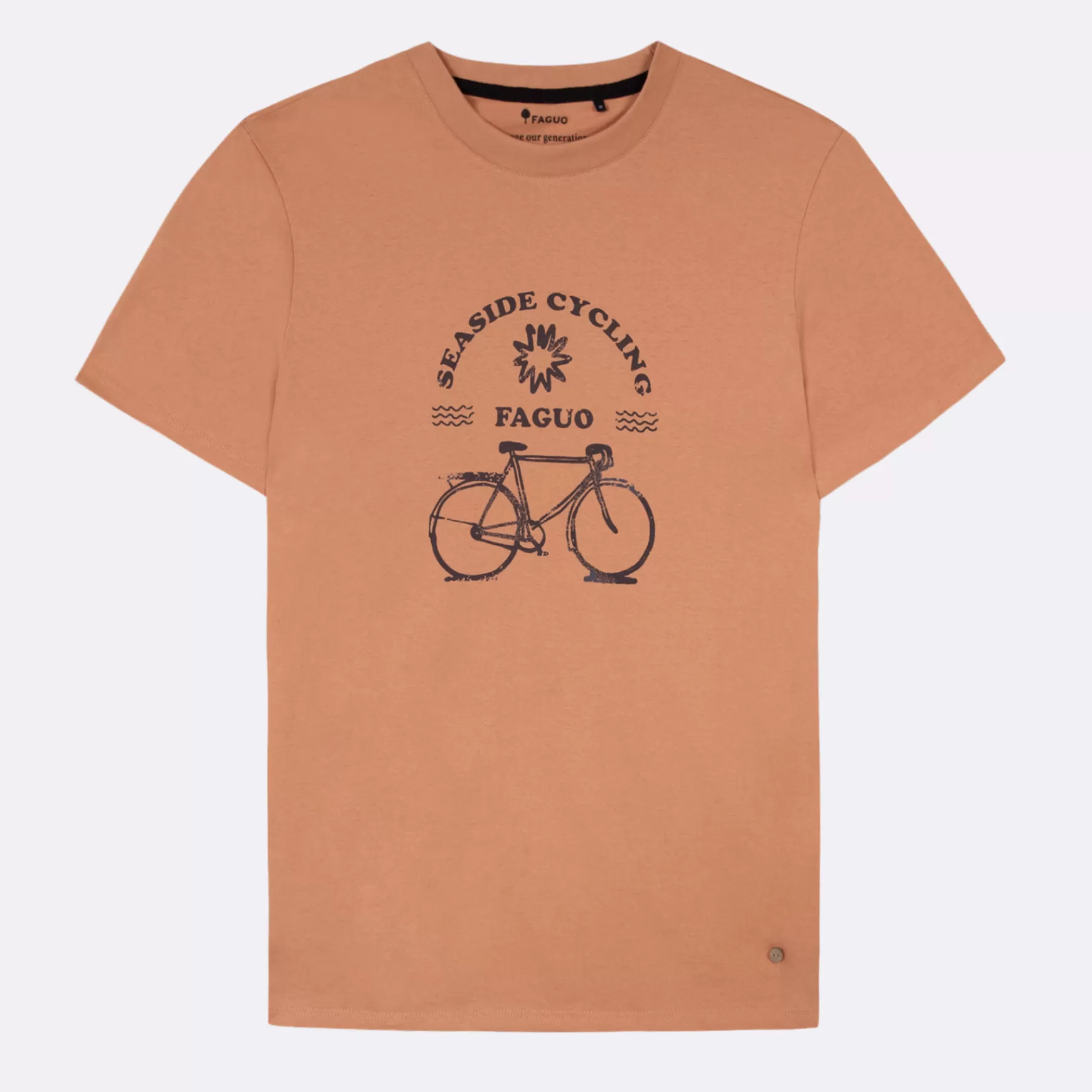 Faguo-T-Shirts^FAGUO Oranje T-Shirt Fiets