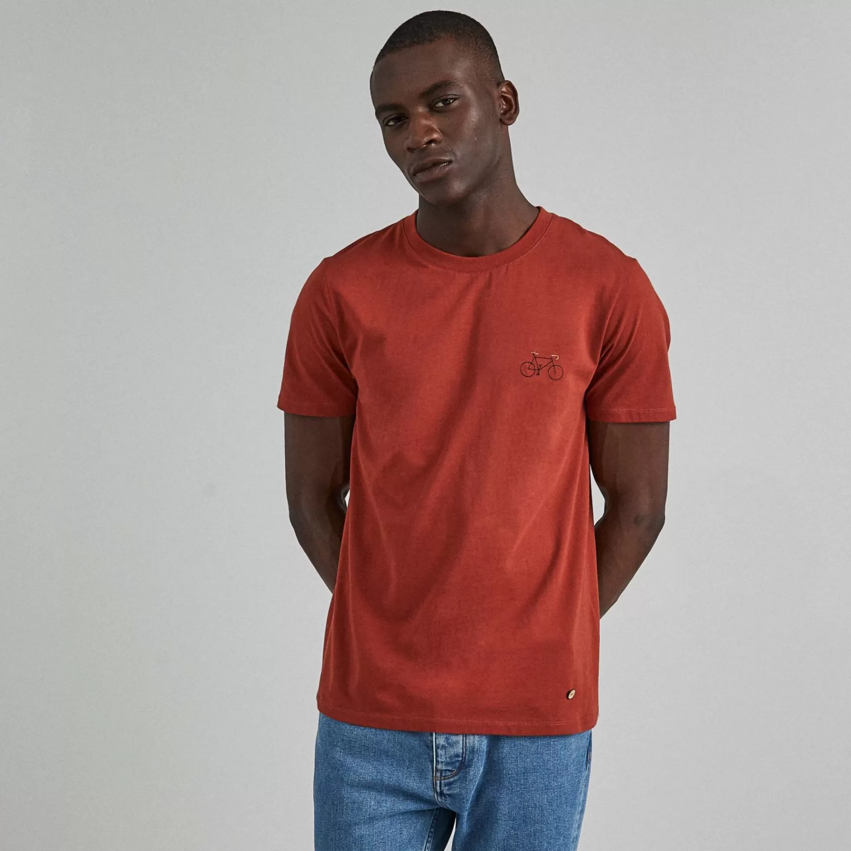 Faguo-T-Shirts^FAGUO Oud Rood T-Shirt Met Ronde Hals