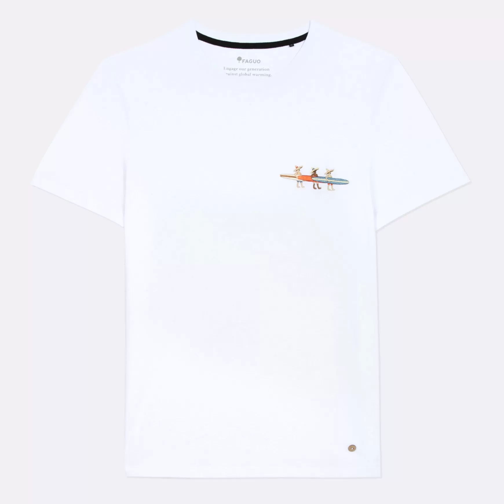 Faguo-T-Shirts^FAGUO Wit T-Shirt "Surf" Van Gerecycled Katoen